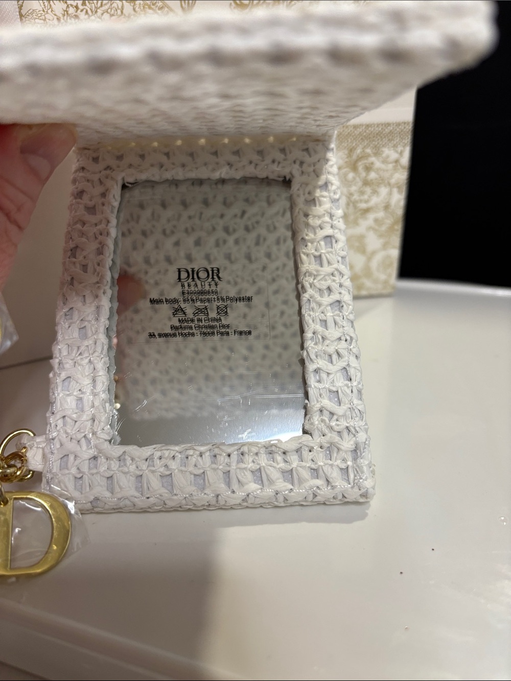 Dior White Woven mirror with CD chain - Picture 5 of 6